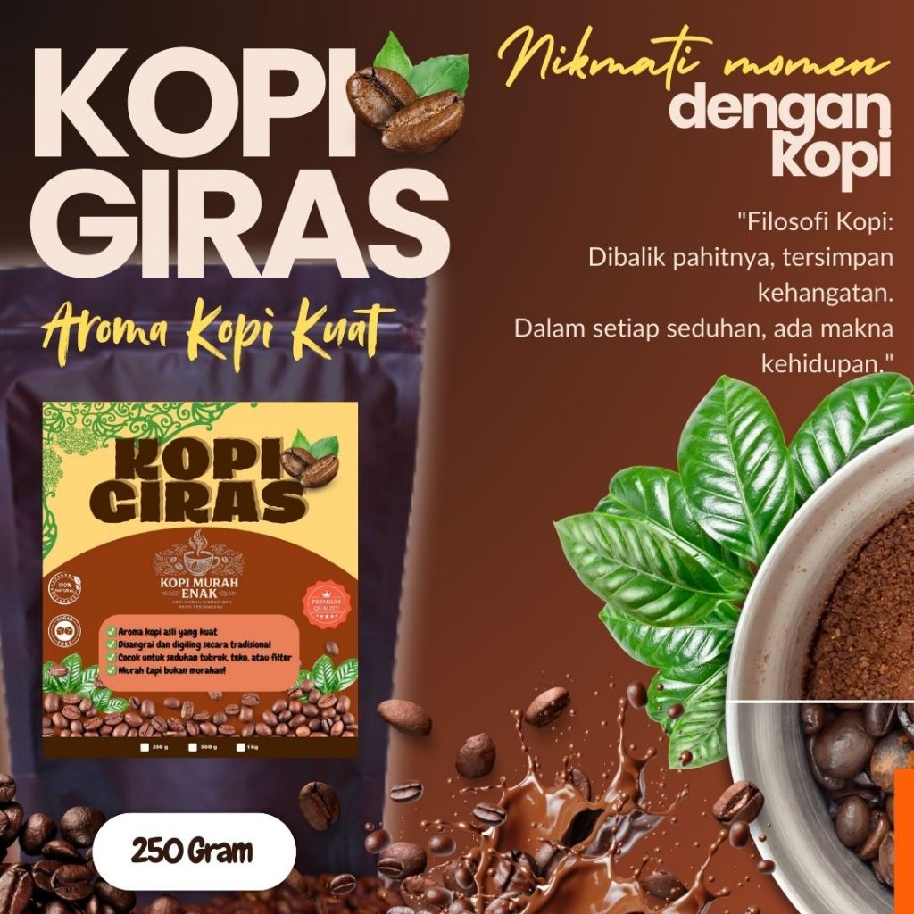 

Kopi Bubuk Giras Kualitas Special 250 g – Rasa Mantap, Dijamin MANTAP, Kopi Murah Enak Giras