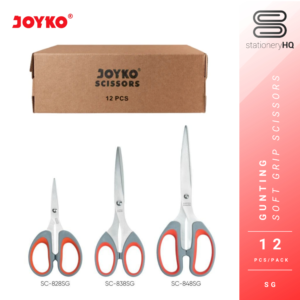 

(12 Pcs) Gunting Scissors Joyko 828SG / 838SG / 848SG Soft Grip