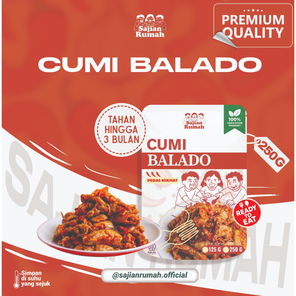 

[250 GRAM] CUMI BALADO | Lauk Siap Saji, Ready to eat, Halal, Makan lauk enak praktis- Sajian Rumah