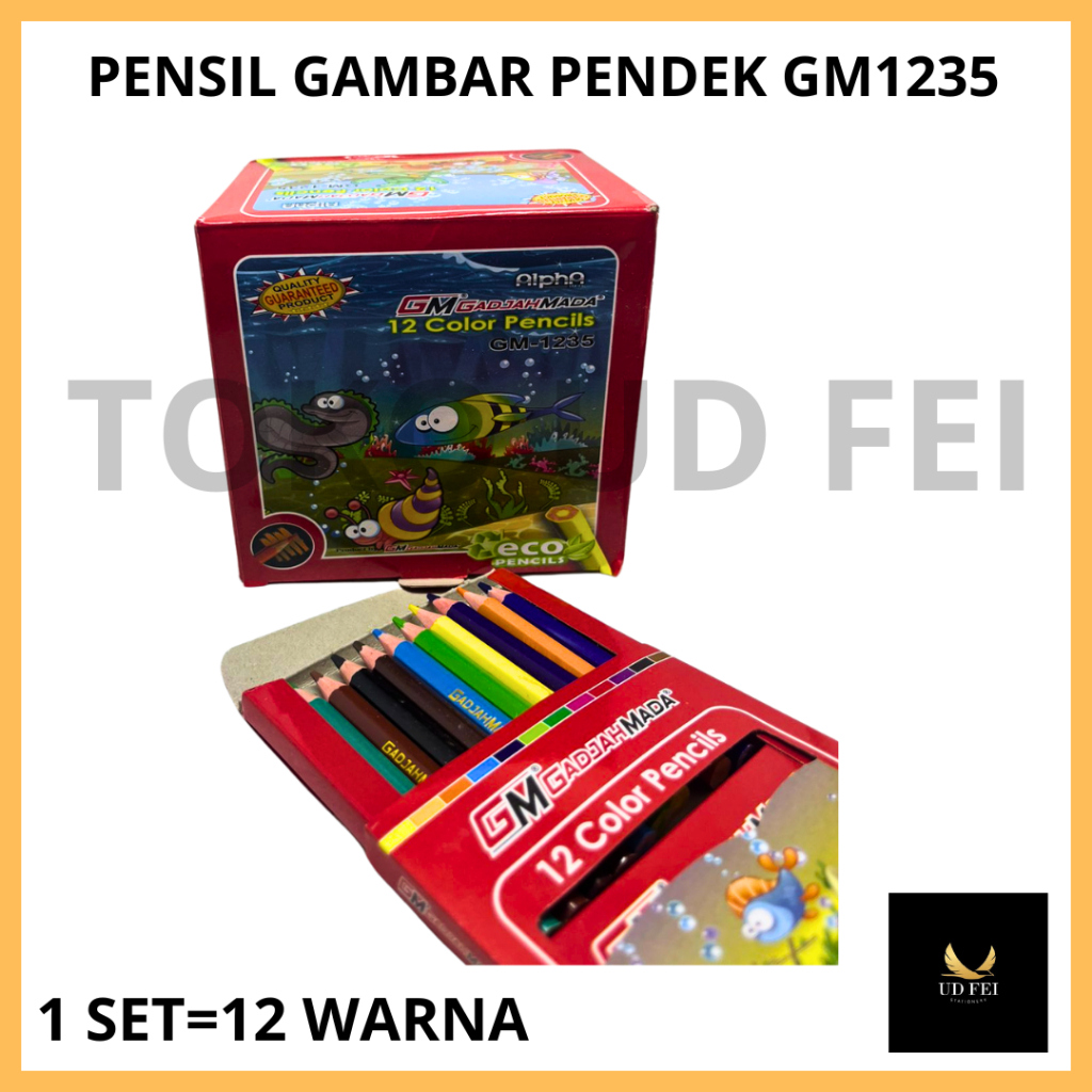 

(1 SET=12 WARNA) PENSIL GAMBAR PANJANG/ PENSIL WARNA PENDEK/ PENSIL GAMBAR GM-1235/ PENSIL WARNA GADJAH MADA