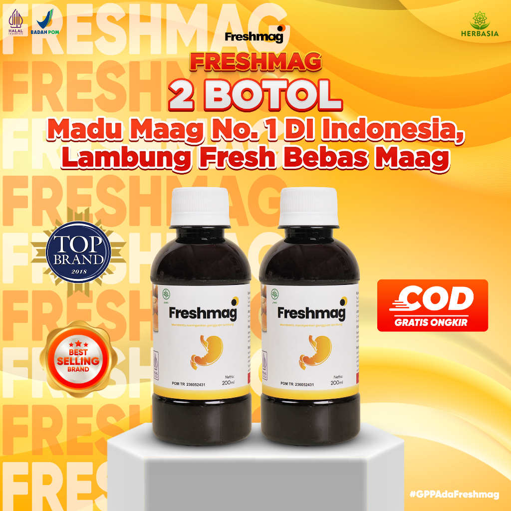 Paket 2 Botol Freshmag [Jual Grosir] Madu Herbal Berkhasiat Untuk Lambung Sehat Atasi Gerd - Peradan