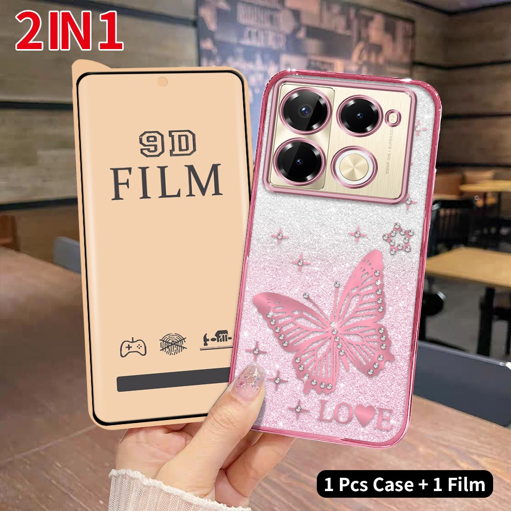 2 dalam 1 Casing HP untuk Infinix Note 40 Pro 40 Pro+ X6850 X6851 X6851B Case Elegan Anti Gores + Fi