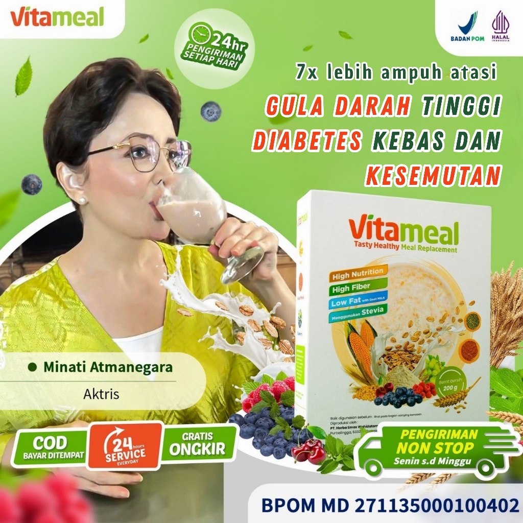 

VITAMEAL Ampuh Mengatasi Gula Darah Tinggi Cegah Diabetes Asam Lambung Insulin Kebas Kesemutan & Komplikasi 100% Original BPOM