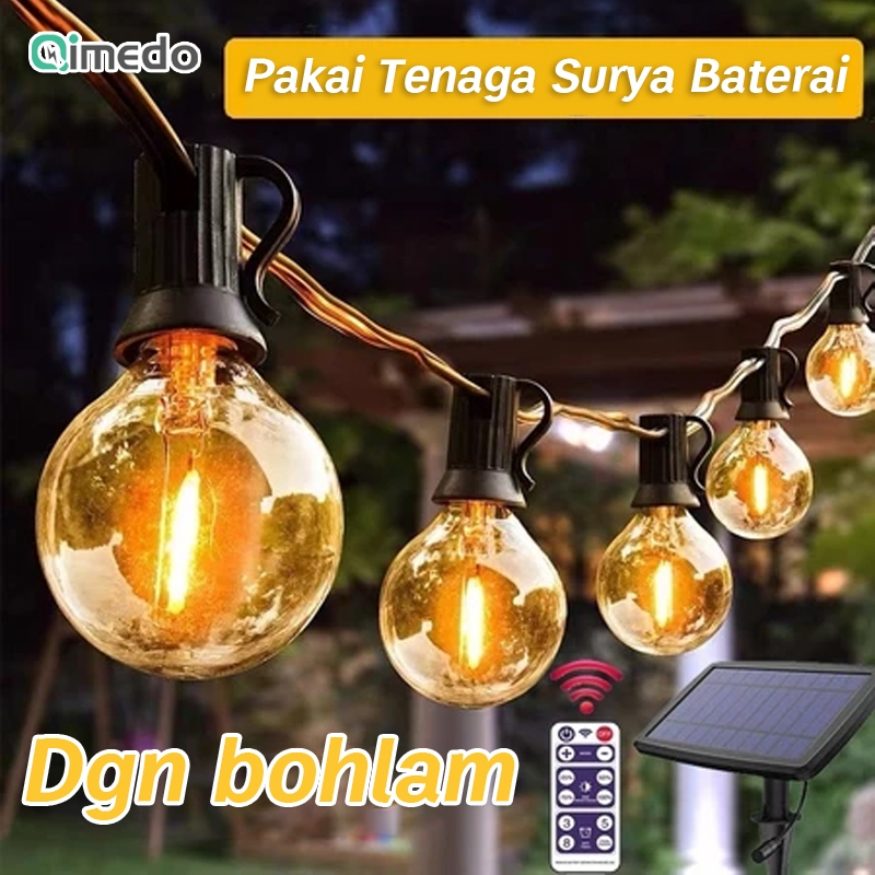 15 Meter Kabel Fiting LED Lampu Cafe Gantung 30 Lampu Cafe Komplit Pke Tenaga Surya Tahan Air Led