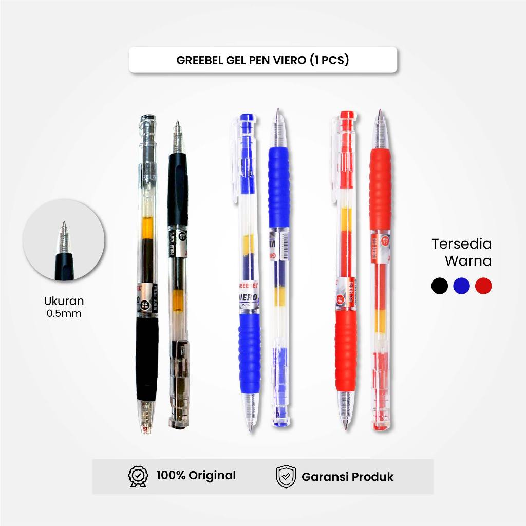 

GREEBEL Gel Pen Pulpen Pena GP-504 Viero 0.5 (3PCS/SET) / Pulpen Gel Murah Grosir