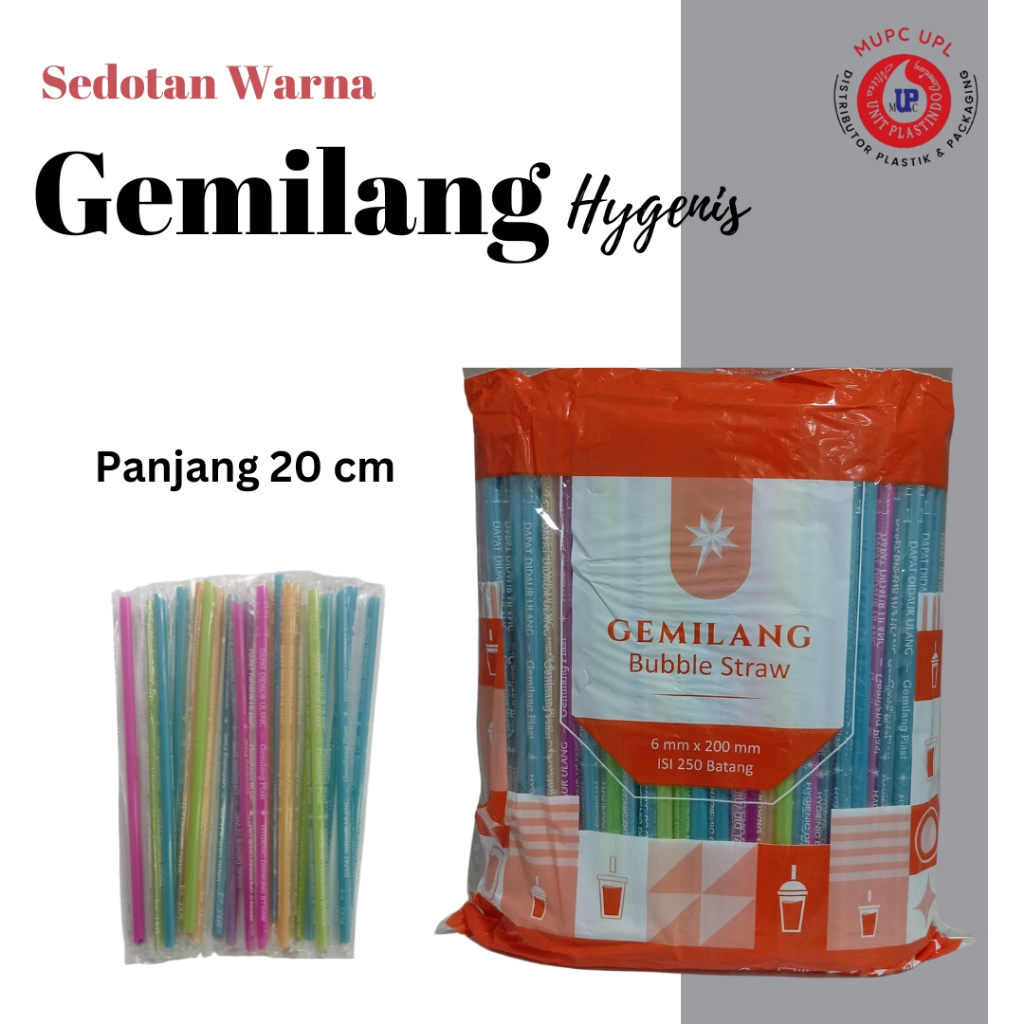 Sedotan Steril Gemilang / Sedotan Plastik Warna Warni / Higenins pastel 250 Pcs