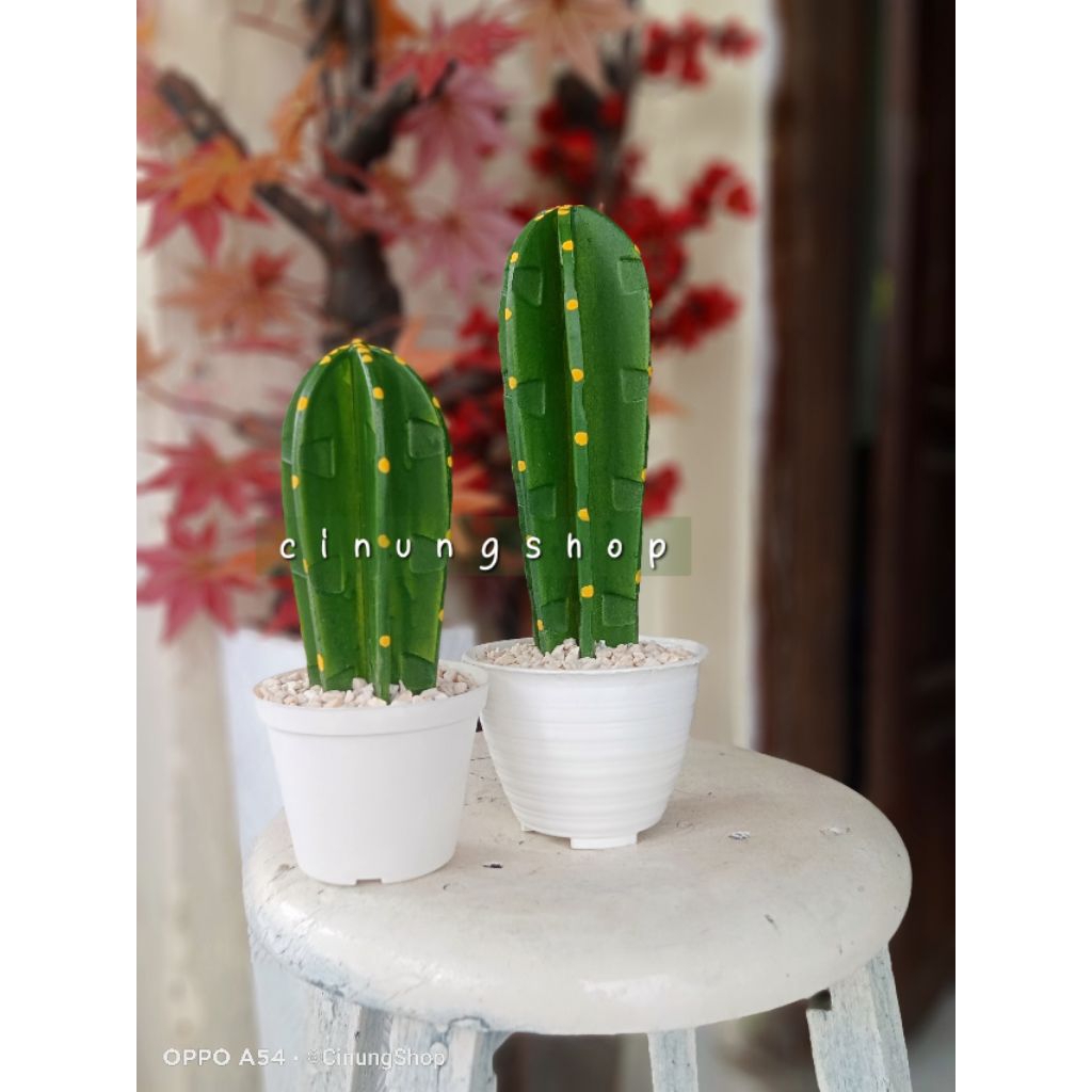GRATIS ONGKIR 1 set kaktus koboi artificial LENGKAP pot busa batu dekorasi tanaman palsu