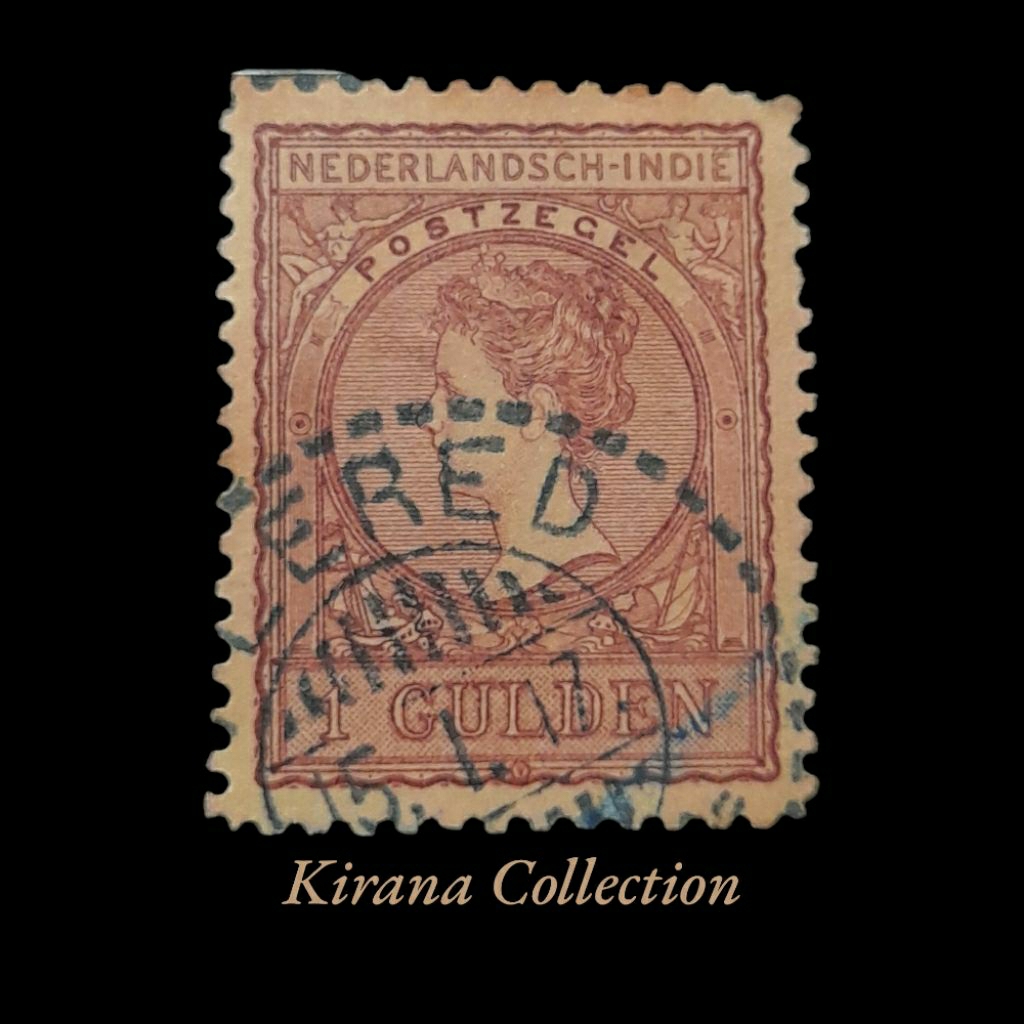 

CP.20 KOLEKSI PRANGKO NED INDIE RATU WILHELMINA 1 GULDEN 1902-1909 CAP POS PLERED USED
