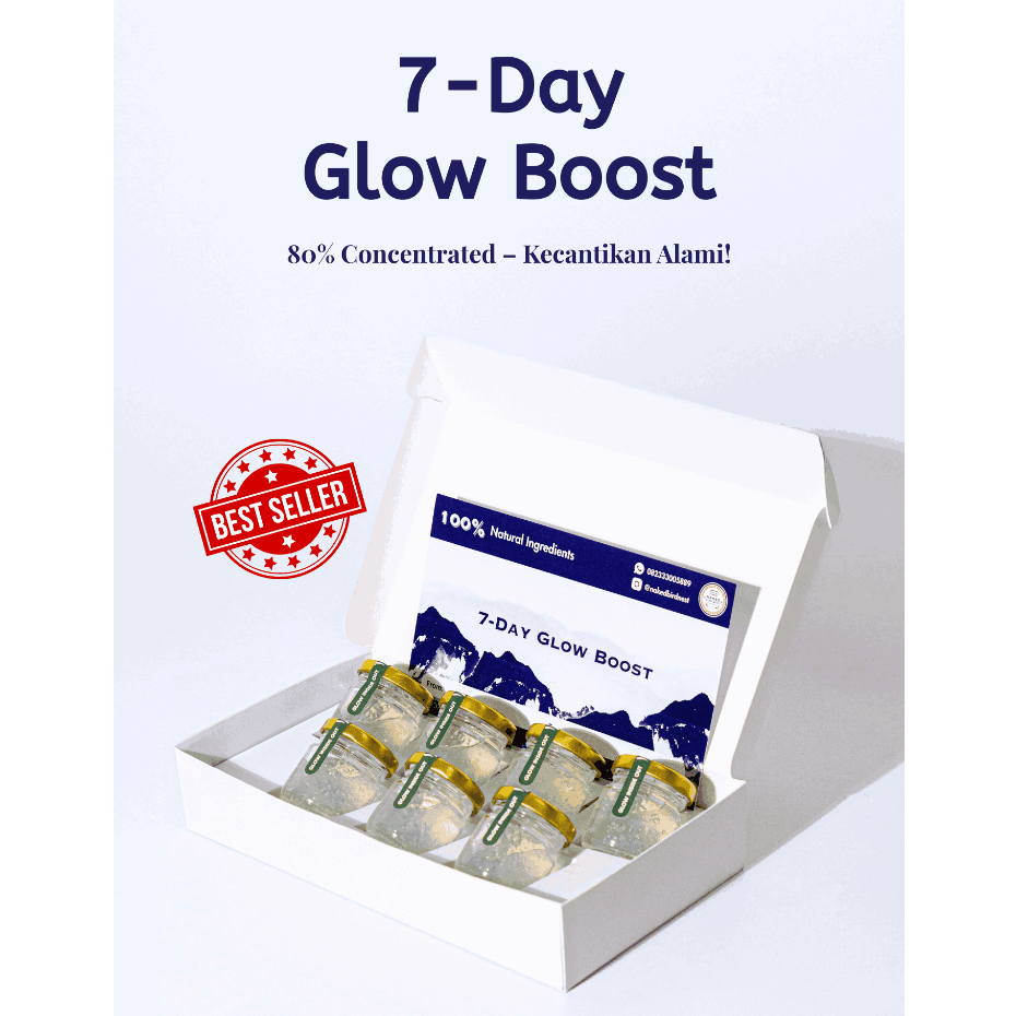 

7 Day Glow Boost Naked Birdnest - Minuman Sarang Walet Premium 100% Asli | Tanpa Pengawet | Kecantikan Alami | Untuk Kulit Glowing & Stamina