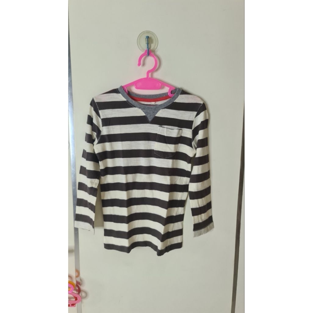 Baju Kaos Atasan Bekas Anak Cowok Motif Garis Lengan Panjang Max Usia 3 Tahun