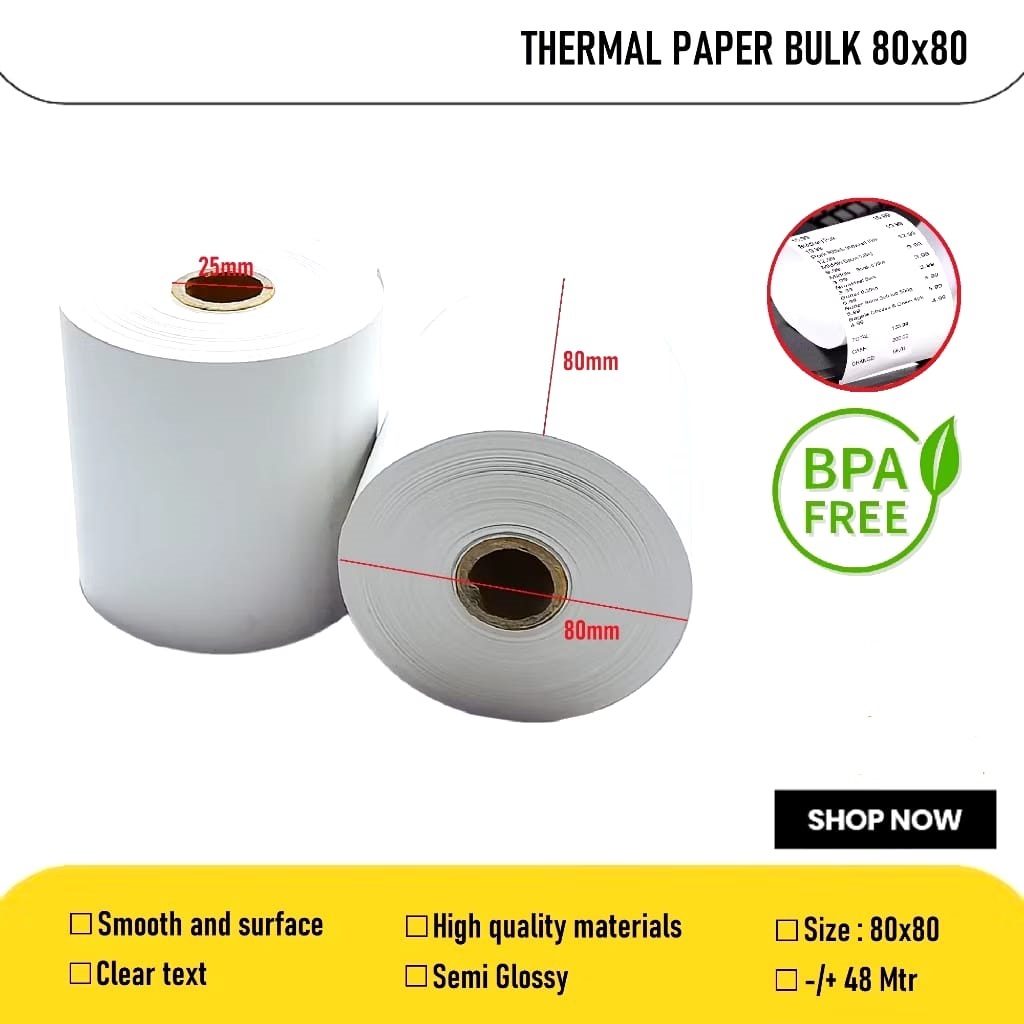

Thermal Struk 80x80 Paper Roll Struk Kasir Thermal Paper 80x80 Bulk Kertas Struk Roll HASIL LEBIH JELAS