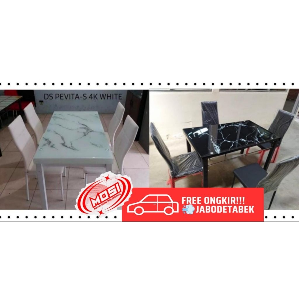 MEJA MAKAN KACA IMPORTA 4 KURSI