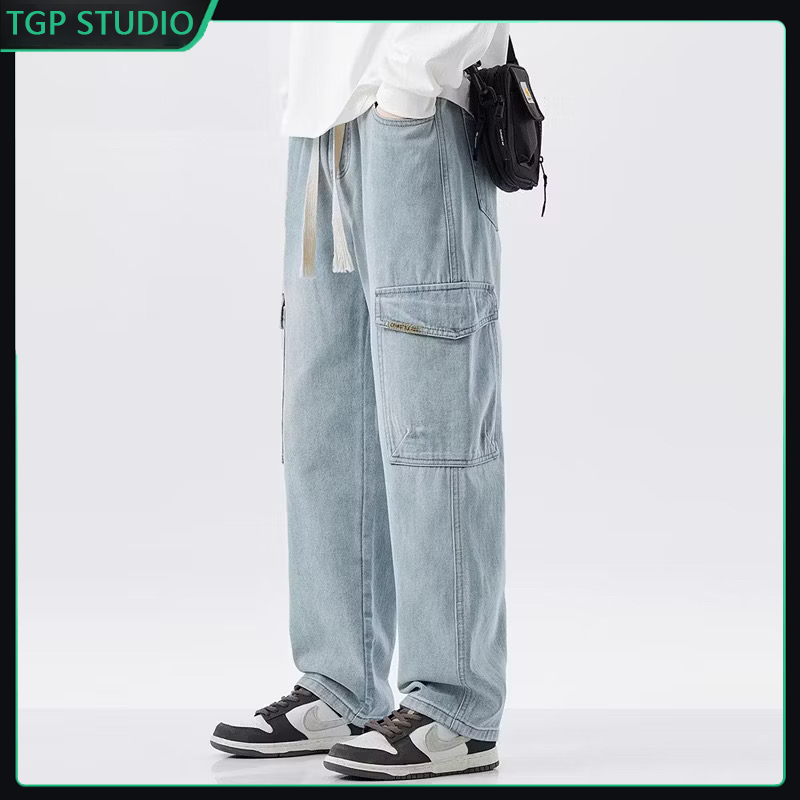 Celana Pria Panjang Celana Jeans Pria Elastis Celana Gombrong Kulot Korean Style Oversize Jeans Cela