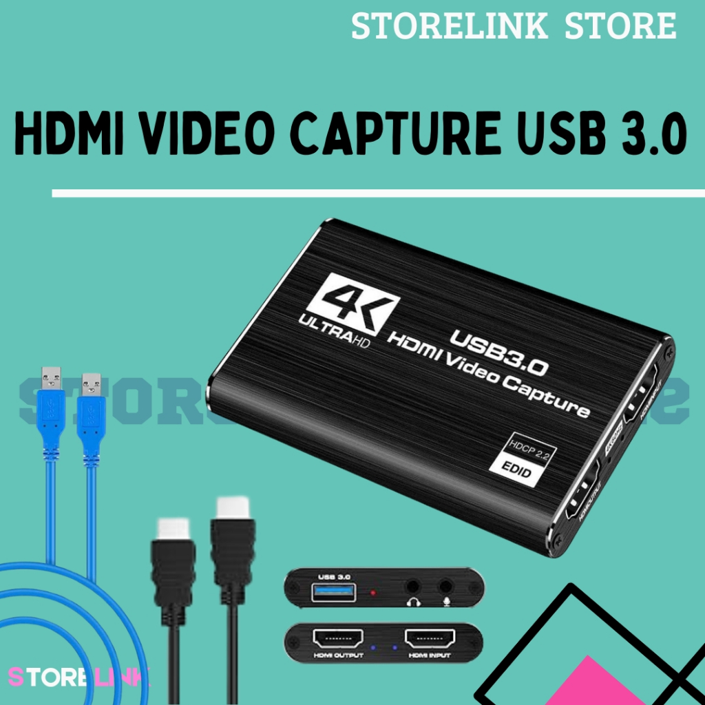 Video Capture Card Adapter USB 3.0 2.0 4K Adaptor Vidio Audio HDMI Resolusi Live Streaming Port Kone