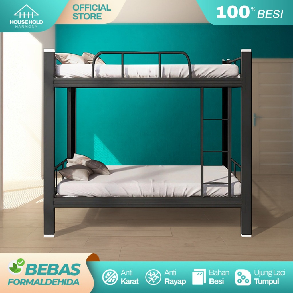 Ranjang Kasur Ranjang Tingkat 2 Susun Tempat Tidur Tingkat Minimalis Dipan Tempat Tidur 100% Besi