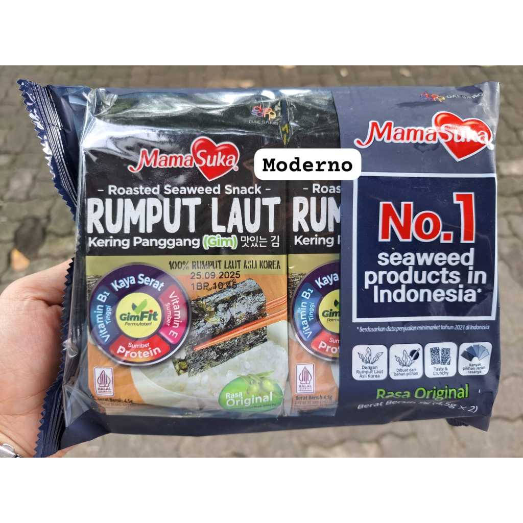 

Mamasuka Roasted Seaweed snack Rumput Laut Original 2 x 4,5g