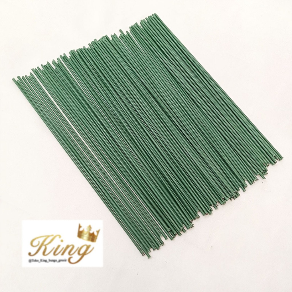 Floral wire Tangkai Bunga Kawat Hijau Panjang 20cm Tangkai Bunga Plastik Dekorasi Wedding