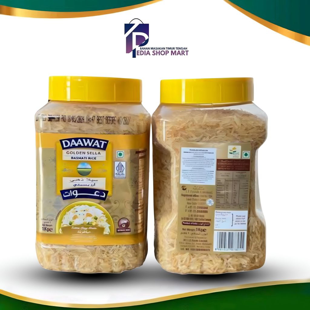 

Beras Basmati Daawat Golden Sella 1Kg Kemasan Toples Asli
