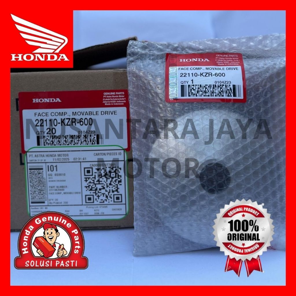 (ORI) 22110-KZR-600 FACE COMP MOVABLE DRIVE RUMAH ROLLER VARIO 125 VARIO 150  RIGIN