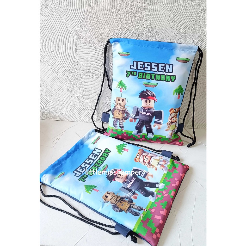 

Custom ransel serut drawstring souvenir tempat snack goodie bag anak ulang tahun bahan bagus