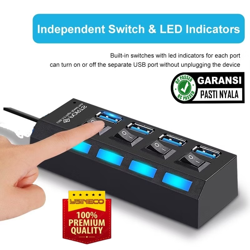 USB Hub LED Lampu Flashdisk Extender 4 Port / Colokan USB 4 Port / Saklar USB 4 Titik