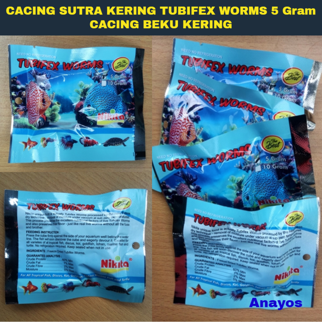 Cacing Sutra Kering TUBIFEX WORMS KYOTO 5 Gram Cacing Beku Kering