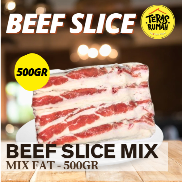 

BEEF SLICE - DAGING SAPI SLICE MIX FAT 500GR BANYAK LEMAK (INSTANT)