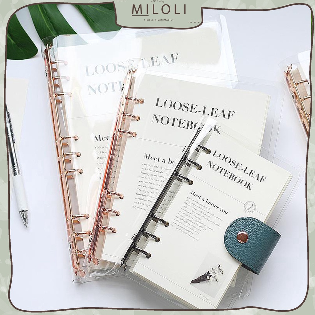 

KODE Y14T MILOLI Elegant Binder A5 Binder A6 Transparan Binder with Clip Note Book Loose Leaf Rose Gold Binder E36