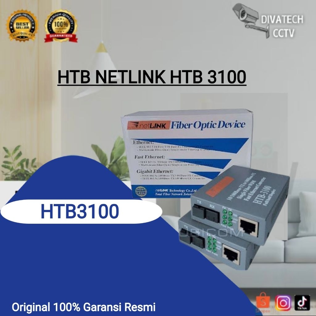 HTB NETLINK HTB-3100 FIBER OPTICAL MEDIA CONVERTER HTB-3100