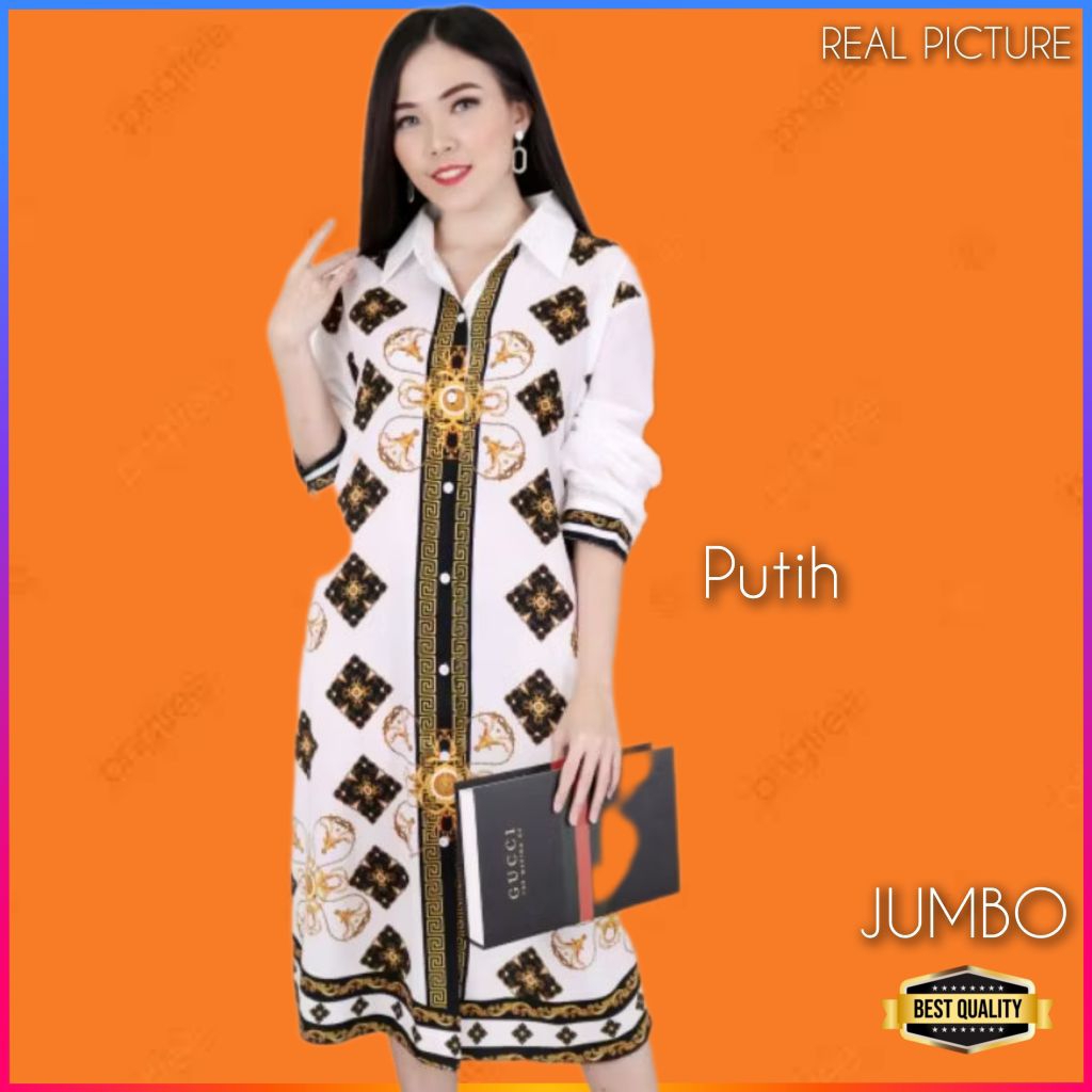 Baju Gaun Jumbo Wanita Bacopa Dress Jumbo LD 120 Natal Korea Pesta Putih