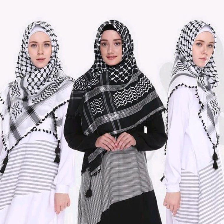 KODE B88X sorban hitam putih sorban Kashmir sorban palestina import India