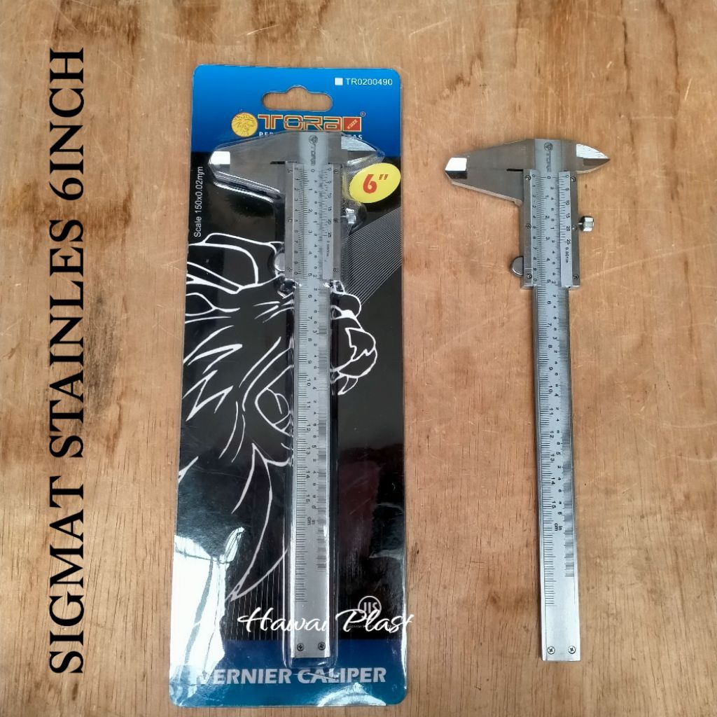 Jangka Sorong Stainless 6inch Vernier Caliper Sigmat Besi Manual
