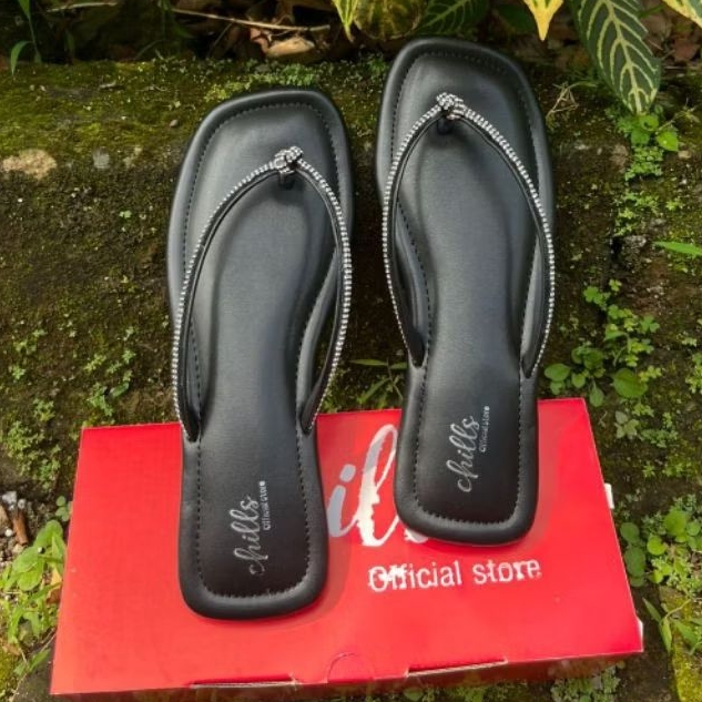 Chills Zara Sandal Jepit Flat Wanita Casual Elegan Variasi Mutiara Solkaret Antislip Empuk Fullbusa