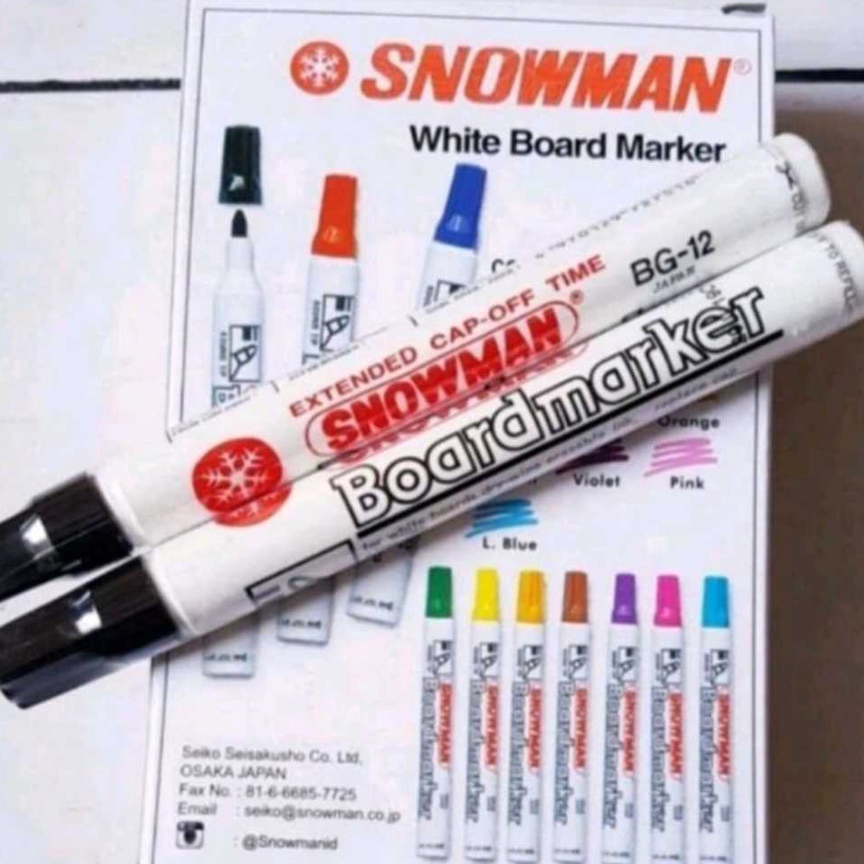 

Spidol snowman BoardmarkerPapan TulisTidak PermanenBisa Dihapus BG12 isi12pcs KODE F1A7