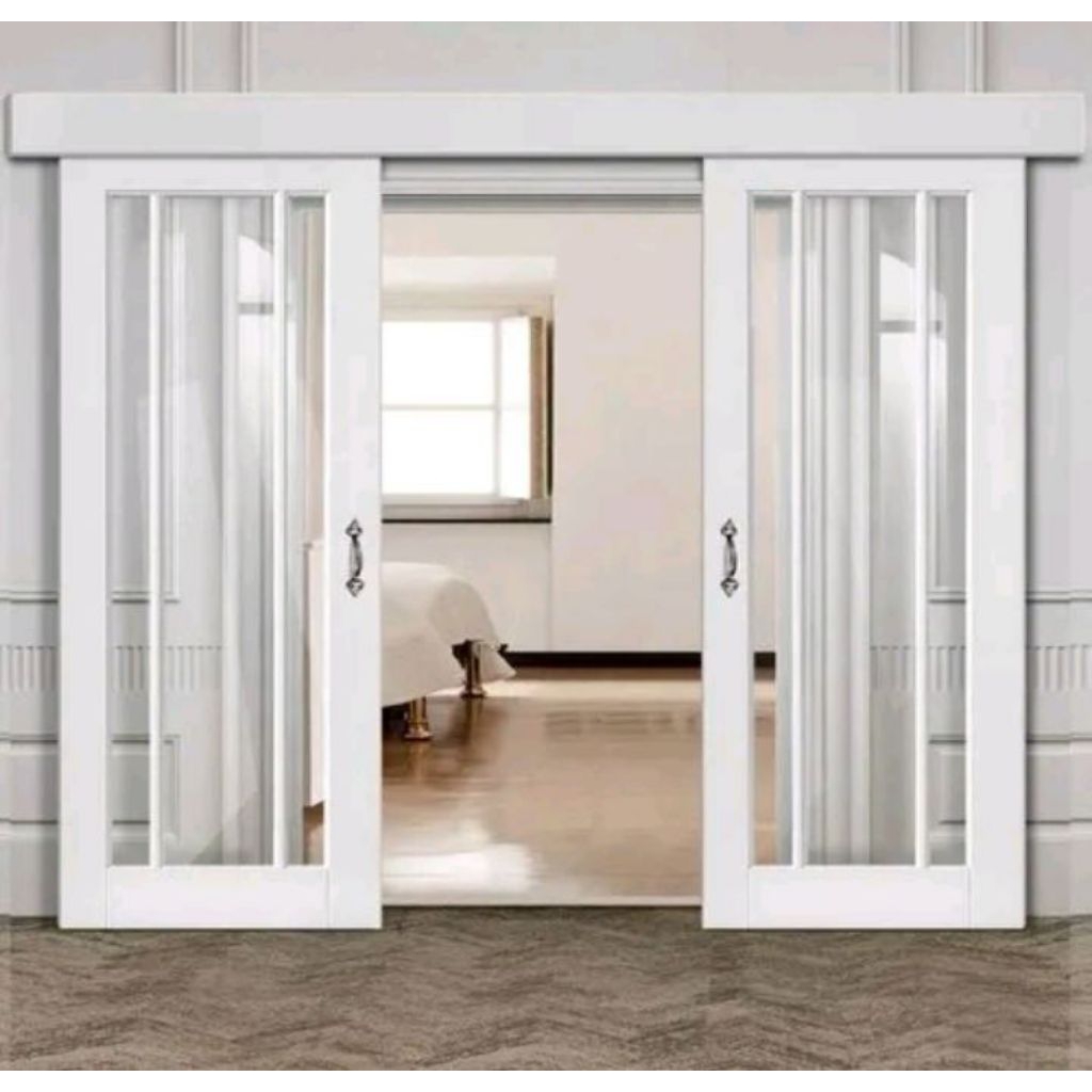 dua daun pintu geser ukuran L 160.T 200 gratis Peking kayu