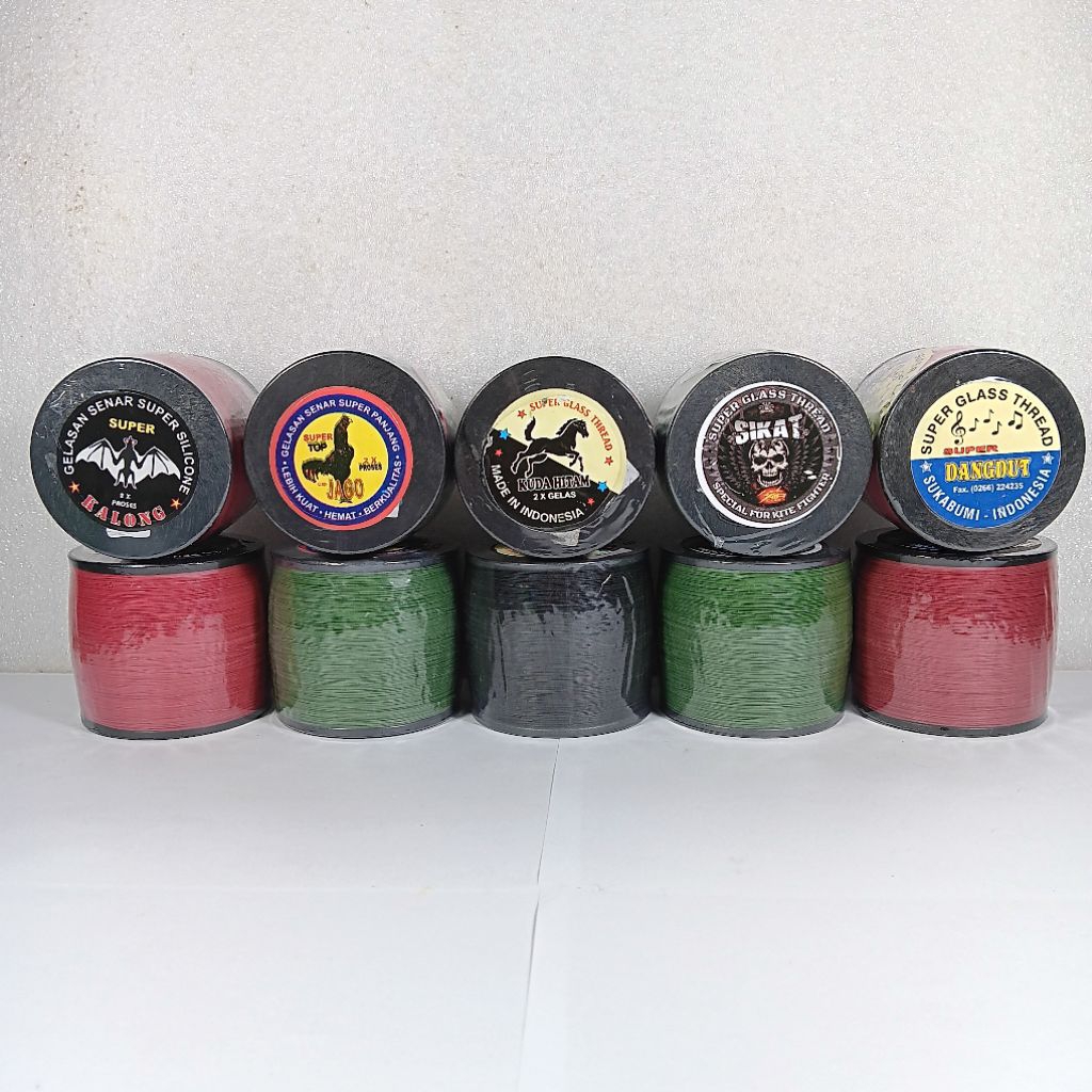 Benang Senar Gelasan Tasi Layangan Cap Kuda Hitam | Dangdut | Jago | Sikat | Kalong | 0,24 Klos 3000