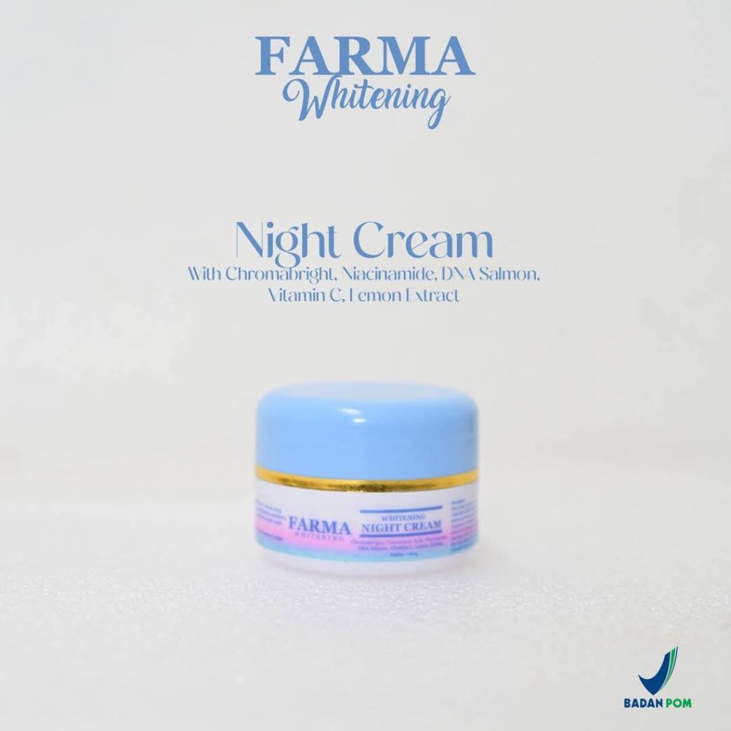 Farma Whitening BPOM Original Skincare Night Cream Mencerahkan Wajah Flek Berminyak & Mengatasi Jera