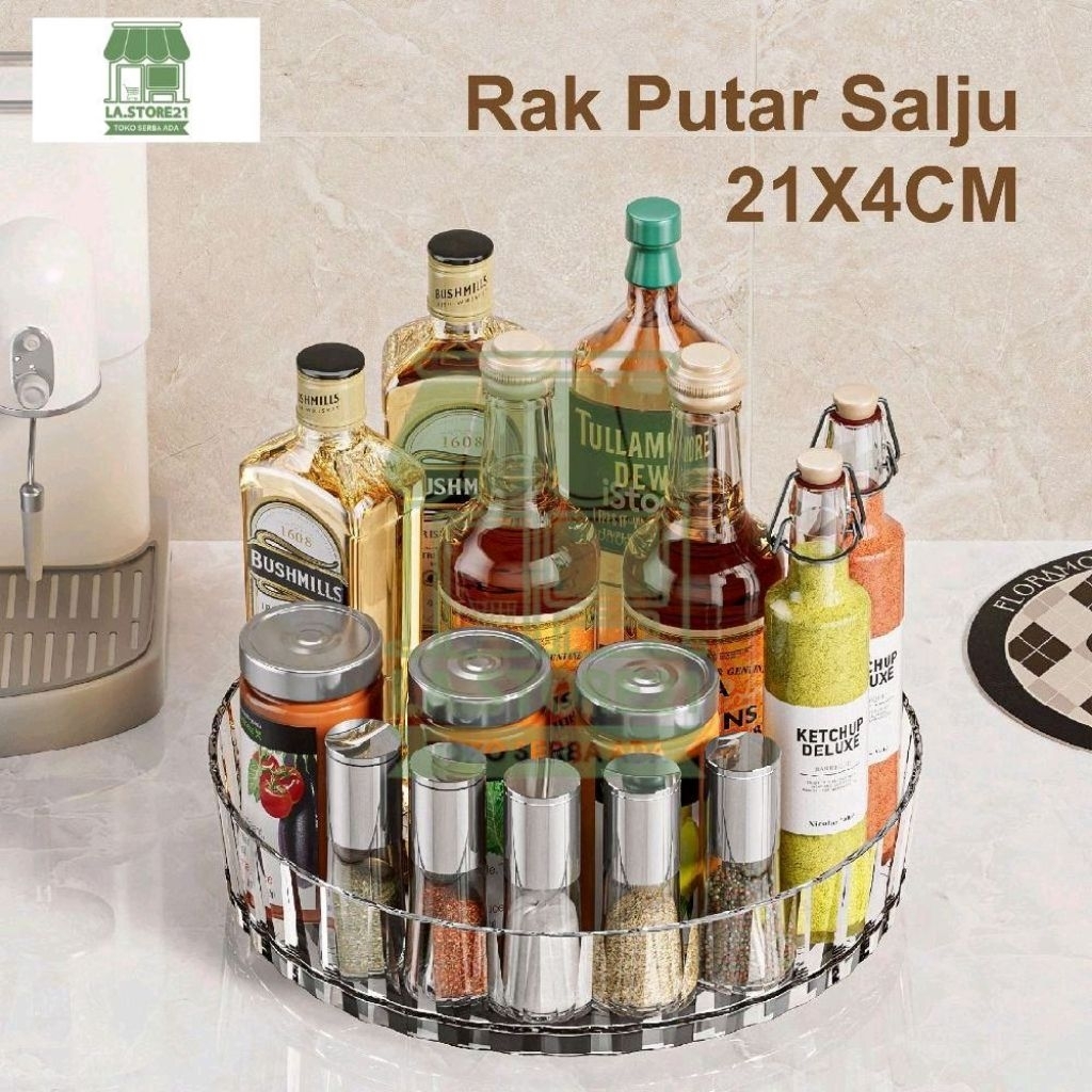 Rak Kosmetik Salju Kecil 21cm Putar 360 Derajat Aesthetic Tempat Make Up & Snack Plastik Transparan 