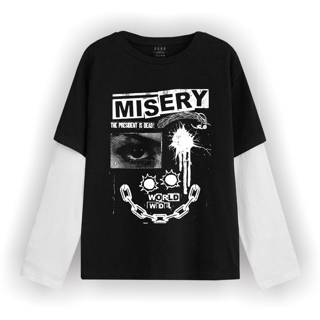 Zuro - T-shirt Double layer Mistery long sleeve  kaos pria wanita