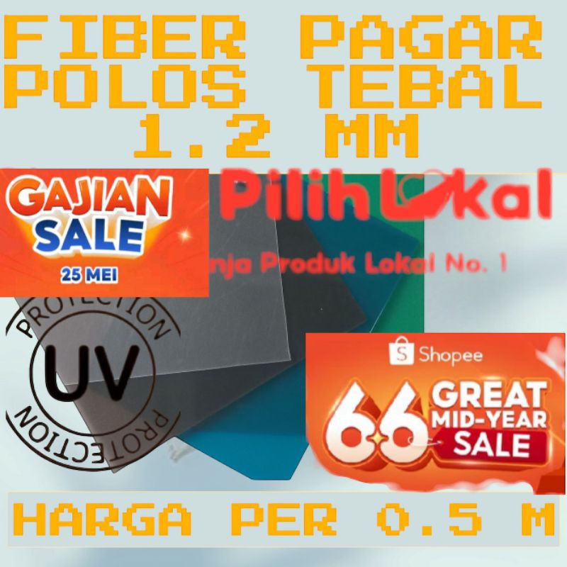 BMP328 VARIASI FIBER TEBAL 1.2  mm, tinggi 1 M. FIBER PAGAR, HARGA PER 0.5  Meter.