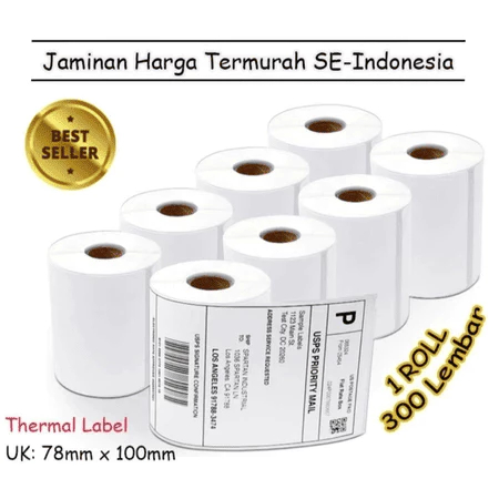 

LABEL THERMAL 78 X 100 KERTAS STICKER BARCODE 78x100 mm (300 Pcs)