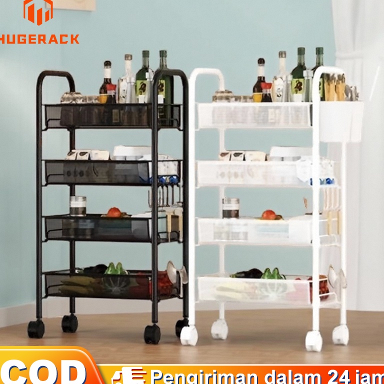 KODE J73I Rak Troli 3 4 5 Susun Rak Lantai Beroda Rak Penyimpanan Serbaguna Rak salon Rak dorong Rak