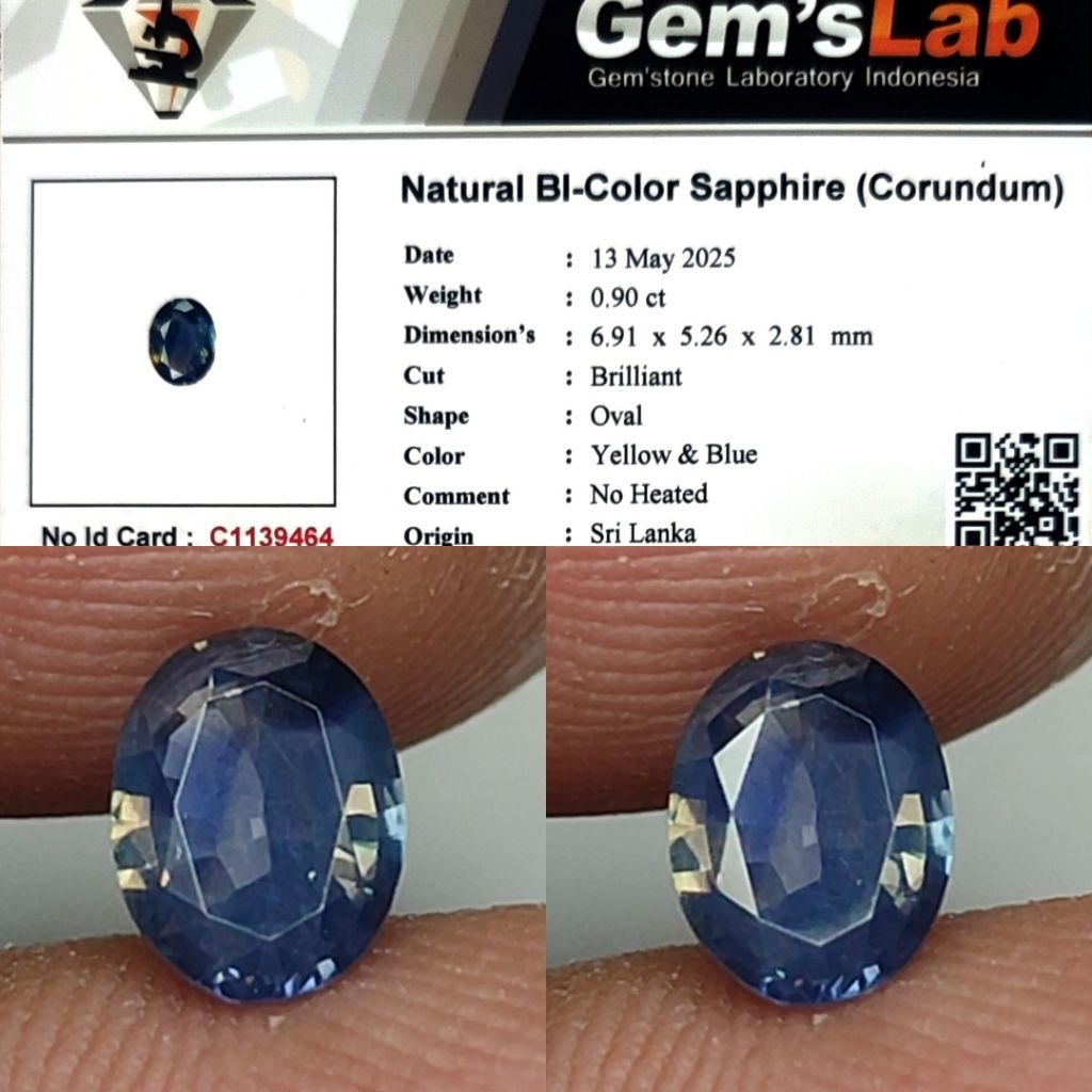 NICE ITEM Fancy Sapphire Srilanka Bicolor Sapphire Srilanka NH Almost 1ct Crystall Full Luster Nice 