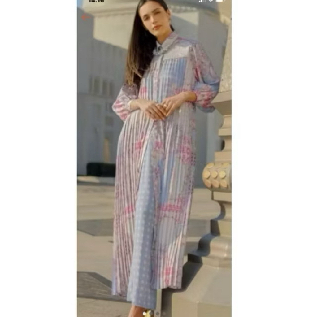 FESTIVE PLEATED SHIRT DRESS