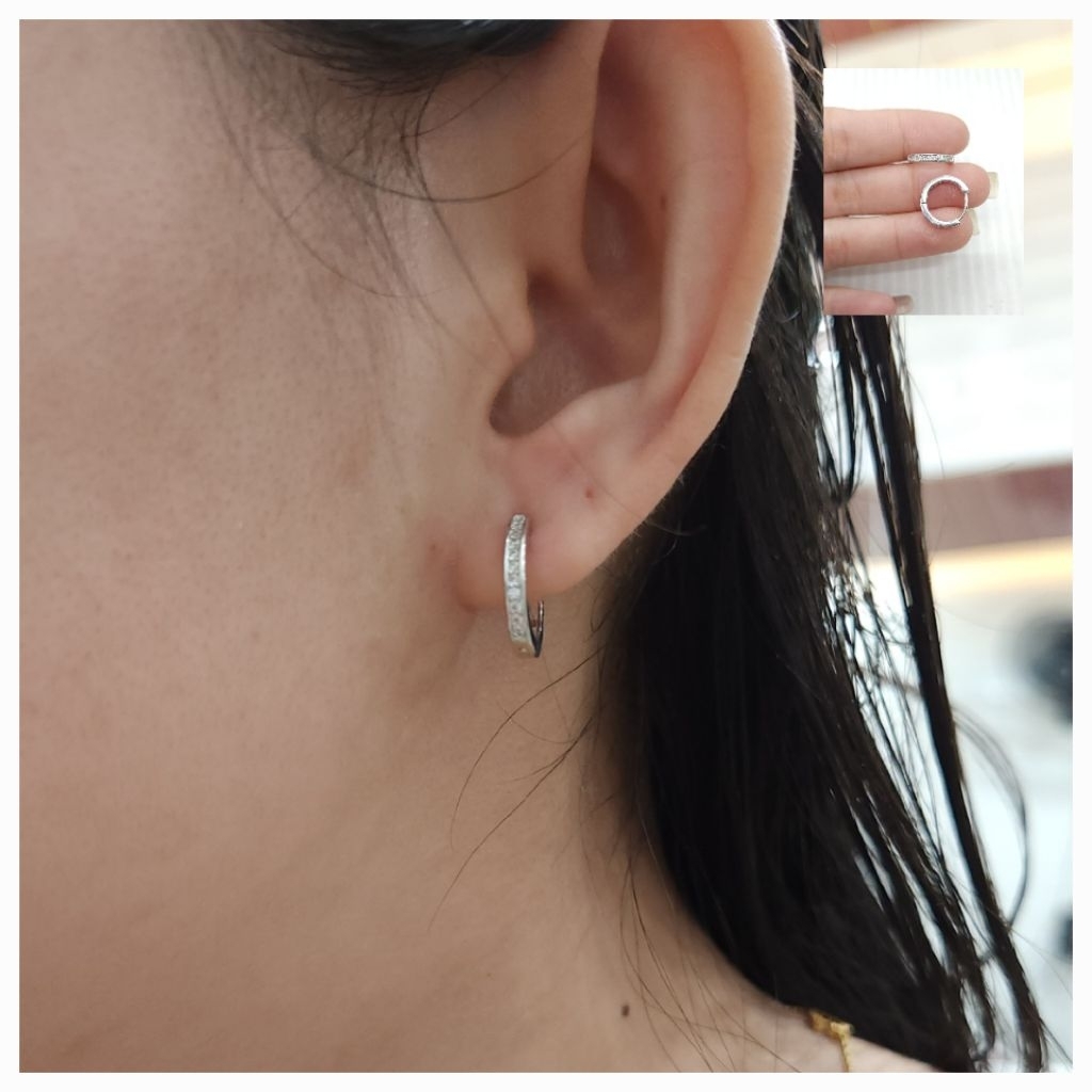 ANTING JEPIT DONAT BARIS,ANTING WANITA,ANTING PERAK ASLI 925 LAPIS MAS MURNI