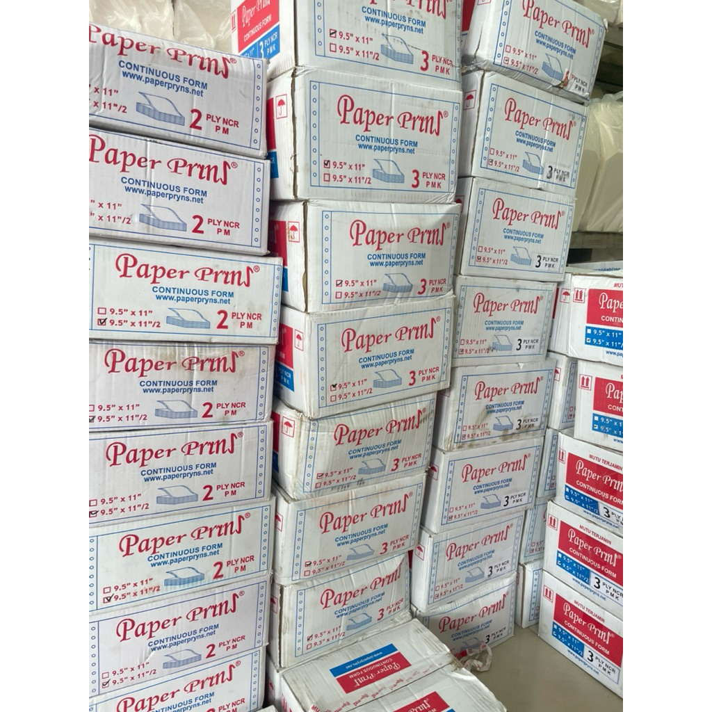

Kertas Faktur Paperpryns Continuous Form NCR 2PLY Bagi 2 (9,5" x 11/2") / Kertas bon 2 warna / isi -+ 1.000 Lembar