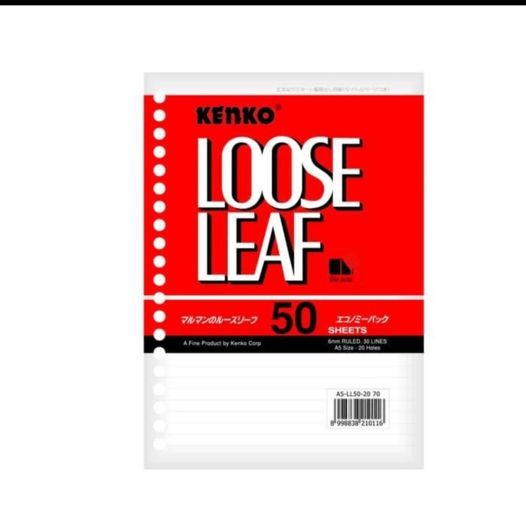 

Loose Leaf Kertas Isi Binder A5 50 Kenko