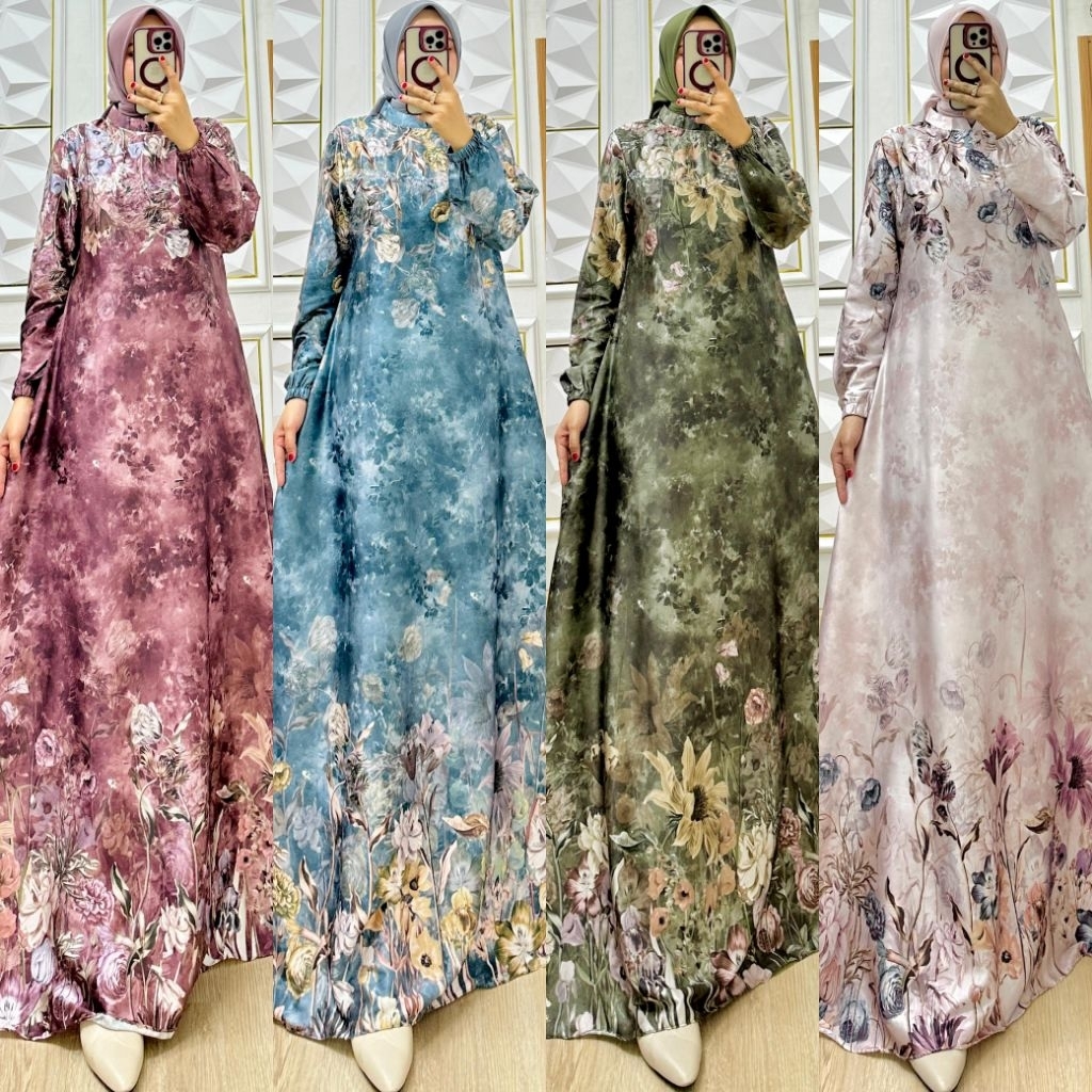 Gamis Vanissa Armani Premium Motif / Aqila Dress Silk Premium Exclusive Motif Bunga