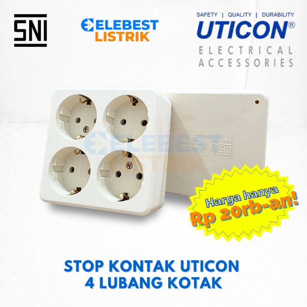 UTICON Stop Kontak Arde 4 LUBANG KOTAK