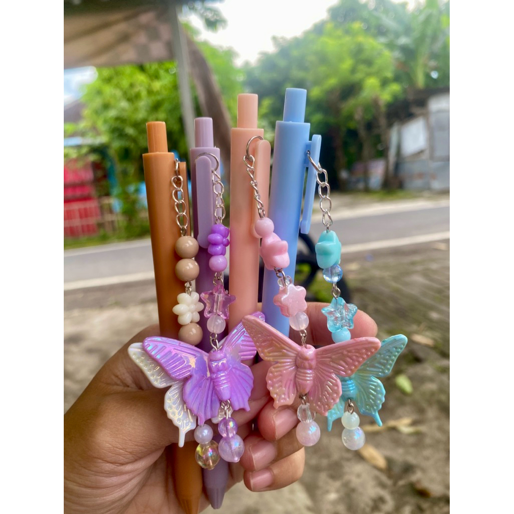 

bolpen lucu unik manik kupu korea/ bolpen handmade